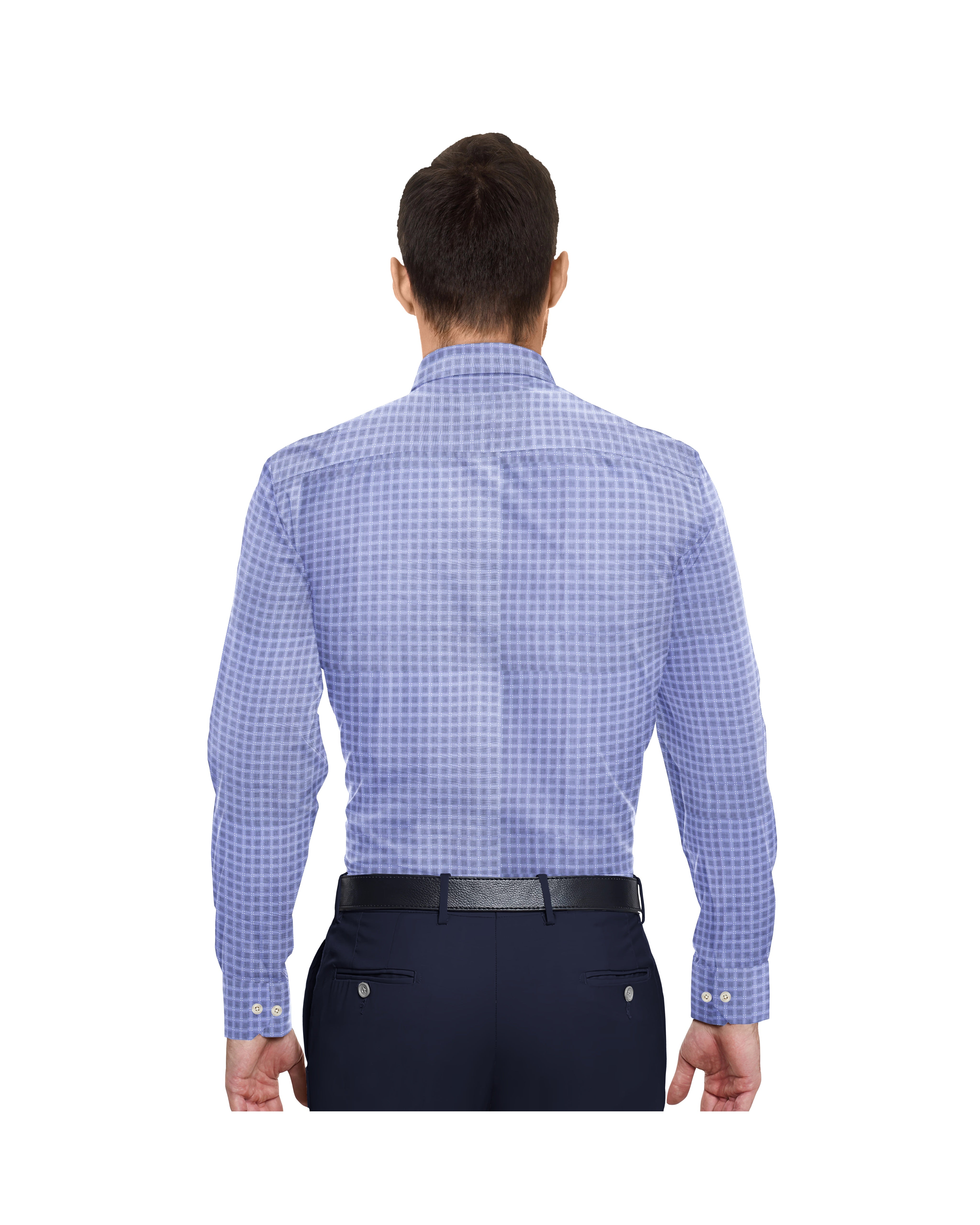 OCEAN BLUE WITH SQUARE DOTTED BLACK & WHITE PRINT COTTON SHIRT + BLUE BERRY FORMAL COTTON PANT