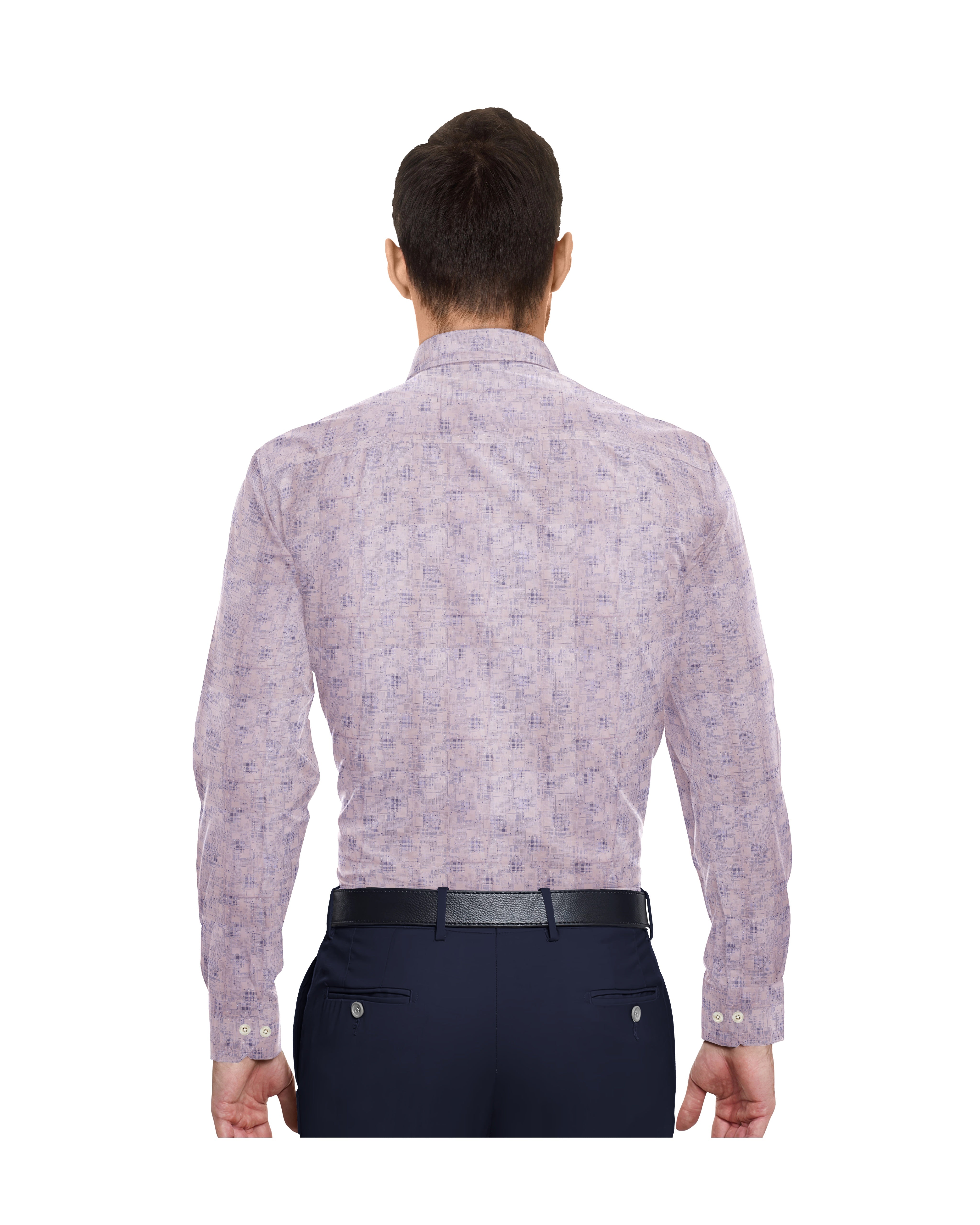 TROPICAL PEACH WITH WHITE & BLUE DESIGNER PRINT COTTON SHIRT + BLUE BERRY FORMAL COTTON PANT