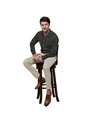 BLACK WITH WHITE & IVORY CROSS MARK PRINT COTTON SHIRT