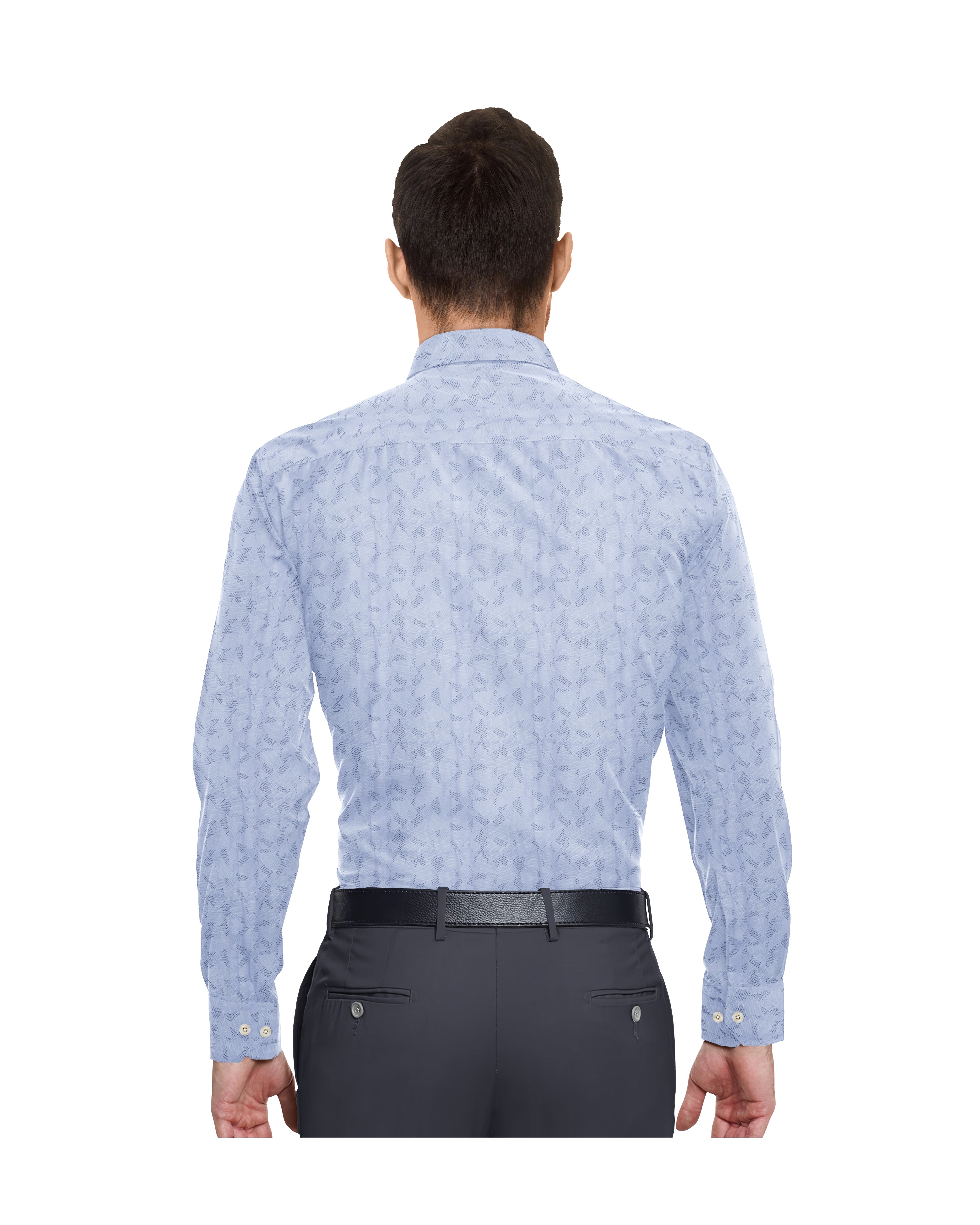 LIGHT OCEAN BLUE WITH LIGHT DARK DOTTED PRINT COTTON SHIRT + HIGH BLUE FORMAL COTTON PANT