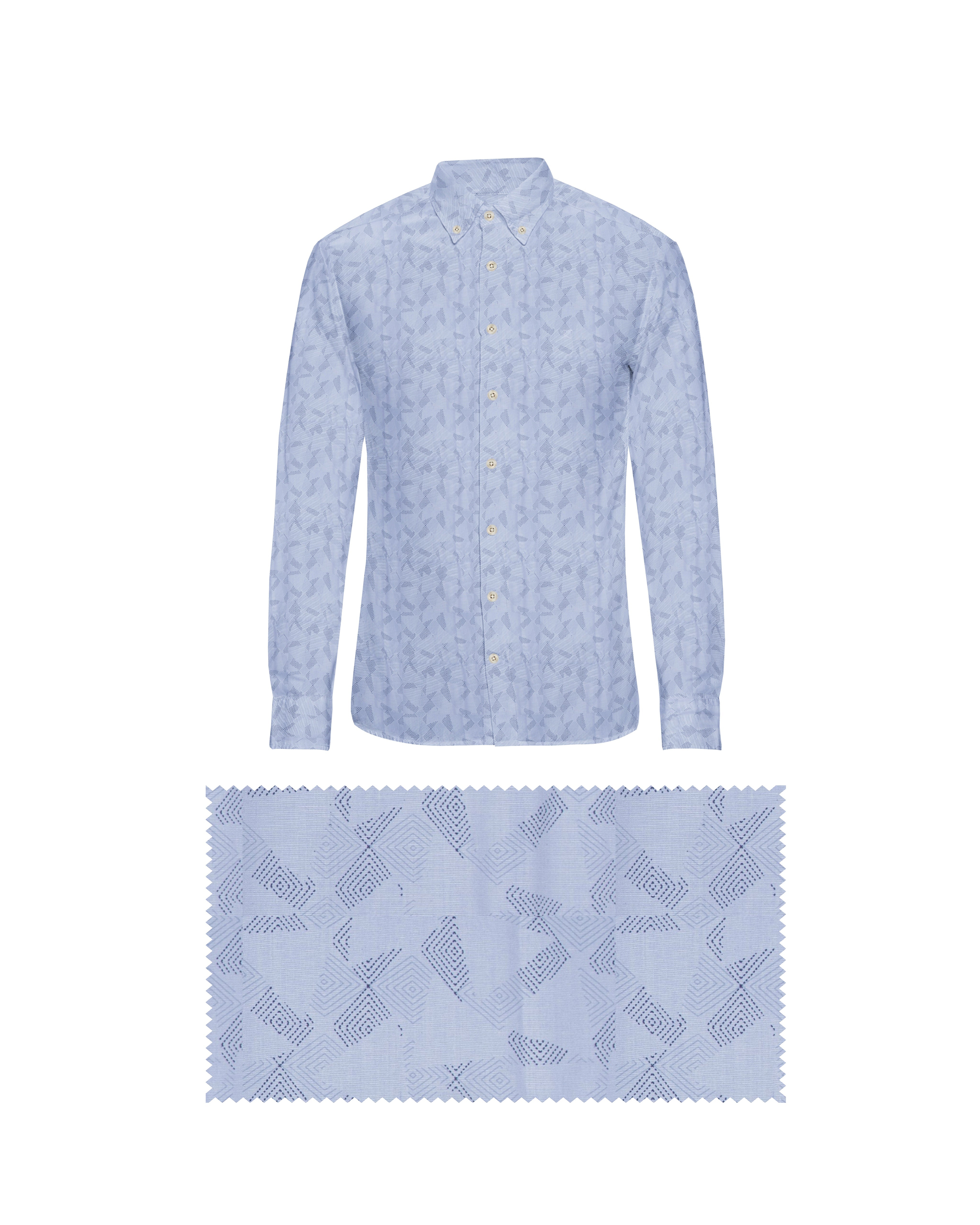 LIGHT OCEAN BLUE WITH LIGHT DARK DOTTED PRINT COTTON SHIRT + HIGH BLUE FORMAL COTTON PANT