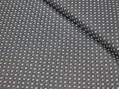 BLACK WITH YELLOW AND WHITE CHECKS PRINT PRIMIUM MIX COTTON SHIRT FABRIC.