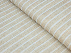 WOODEN IVORY WITH WHITE THIN STRIPS PREMIUM MIX LINEN SHIRT FABRIC.