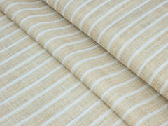 WOODEN IVORY WITH WHITE THIN STRIPS PREMIUM MIX LINEN SHIRT FABRIC.