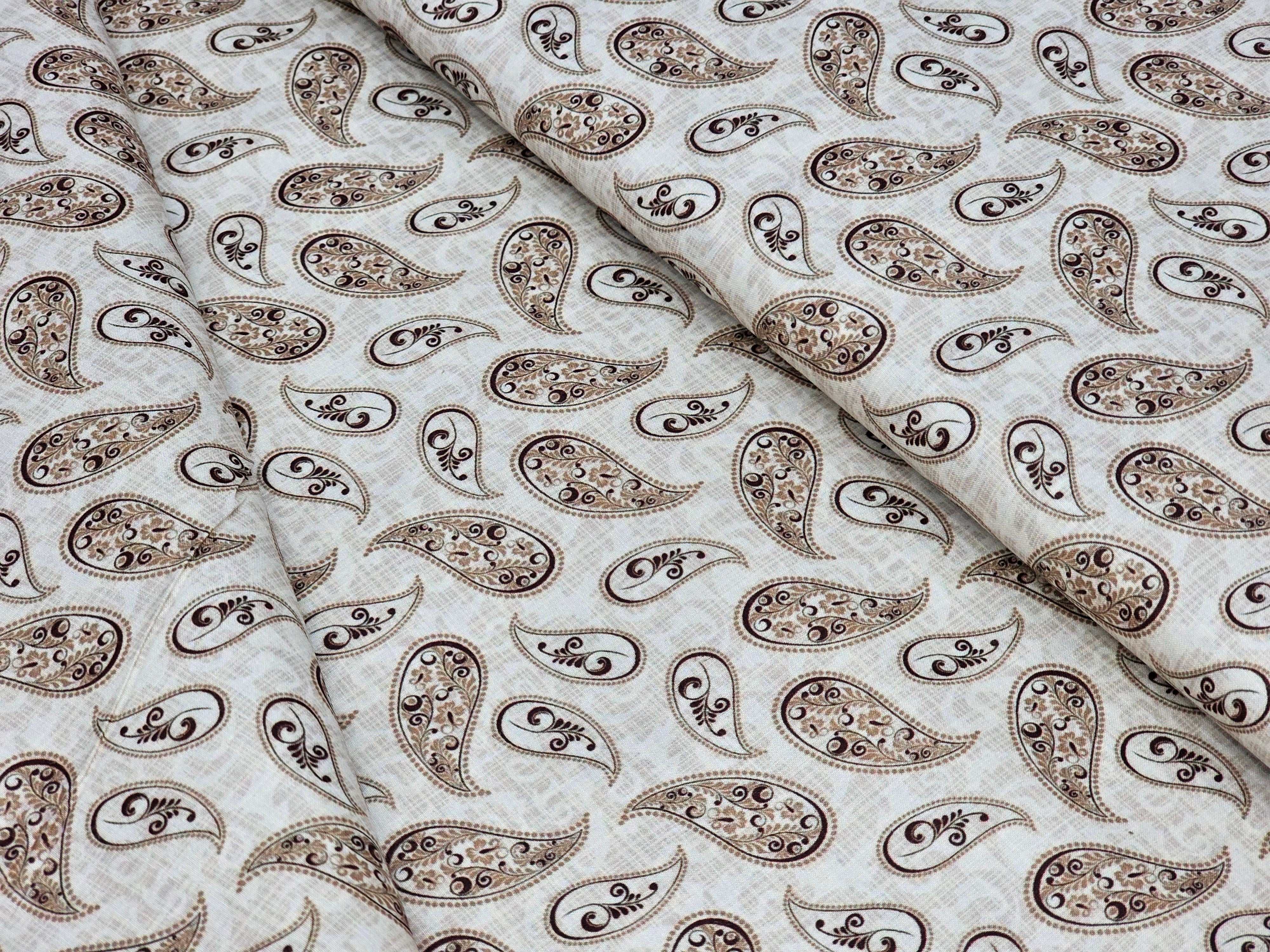 BROWN MANGO PRINTED PREMIUM MIX COTTON SHIRT FABRIC.
