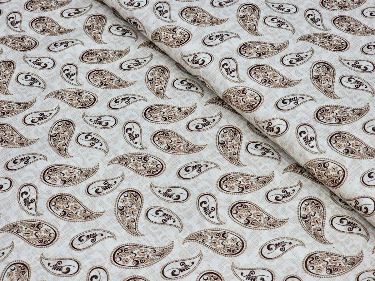 BROWN MANGO PRINTED PREMIUM MIX COTTON SHIRT FABRIC.