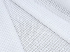 TRANSPERANT WHITE CHECKS PREMIUM MIX LINEN SHIRT FABRIC.
