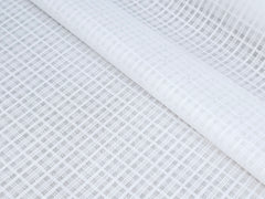 TRANSPERANT WHITE CHECKS PREMIUM MIX LINEN SHIRT FABRIC.