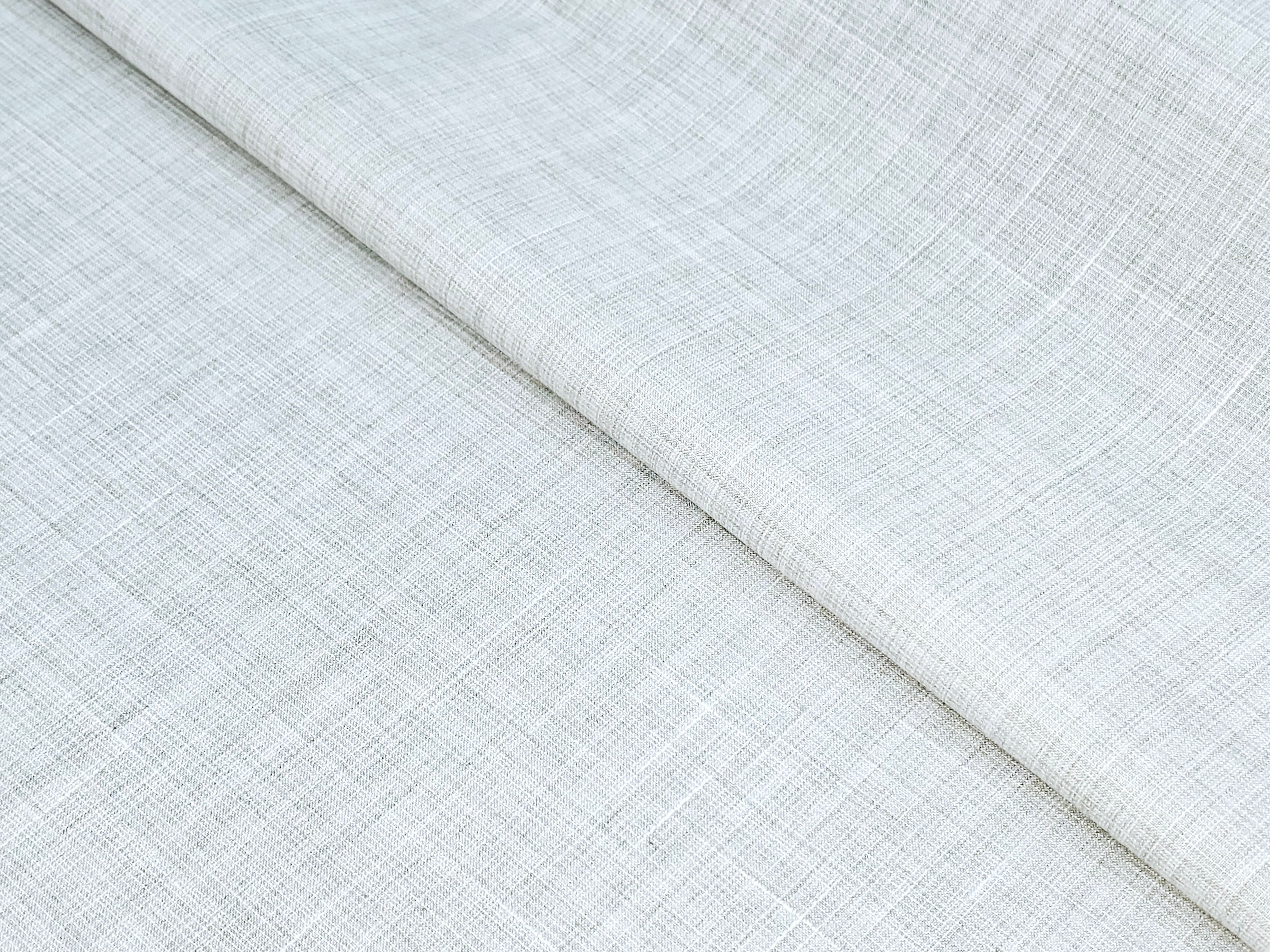 LIGHT GREY TEXTURE PLAIN PREMIUM MIX LINEN SHIRT FABRIC.