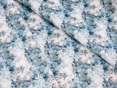 WHITE & BLUE FLORAL PRINTED PREMIUM MIX COTTON SHIRT FABRIC.