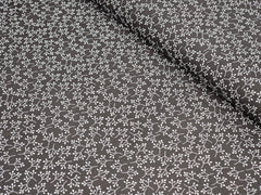 BLACK WITH WHITE LEAF PRINTED PREMIUM MIX LINEN SHIRT FABRIC.