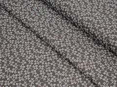BLACK WITH WHITE LEAF PRINTED PREMIUM MIX LINEN SHIRT FABRIC.