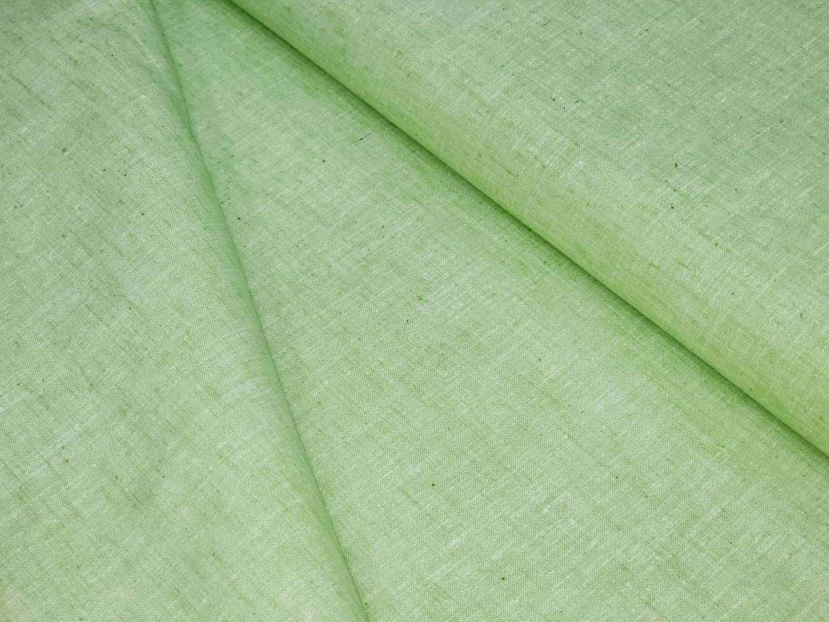 PISTA GREEN PLAIN PREMIUM MIX LINEN SHIRT FABRIC.