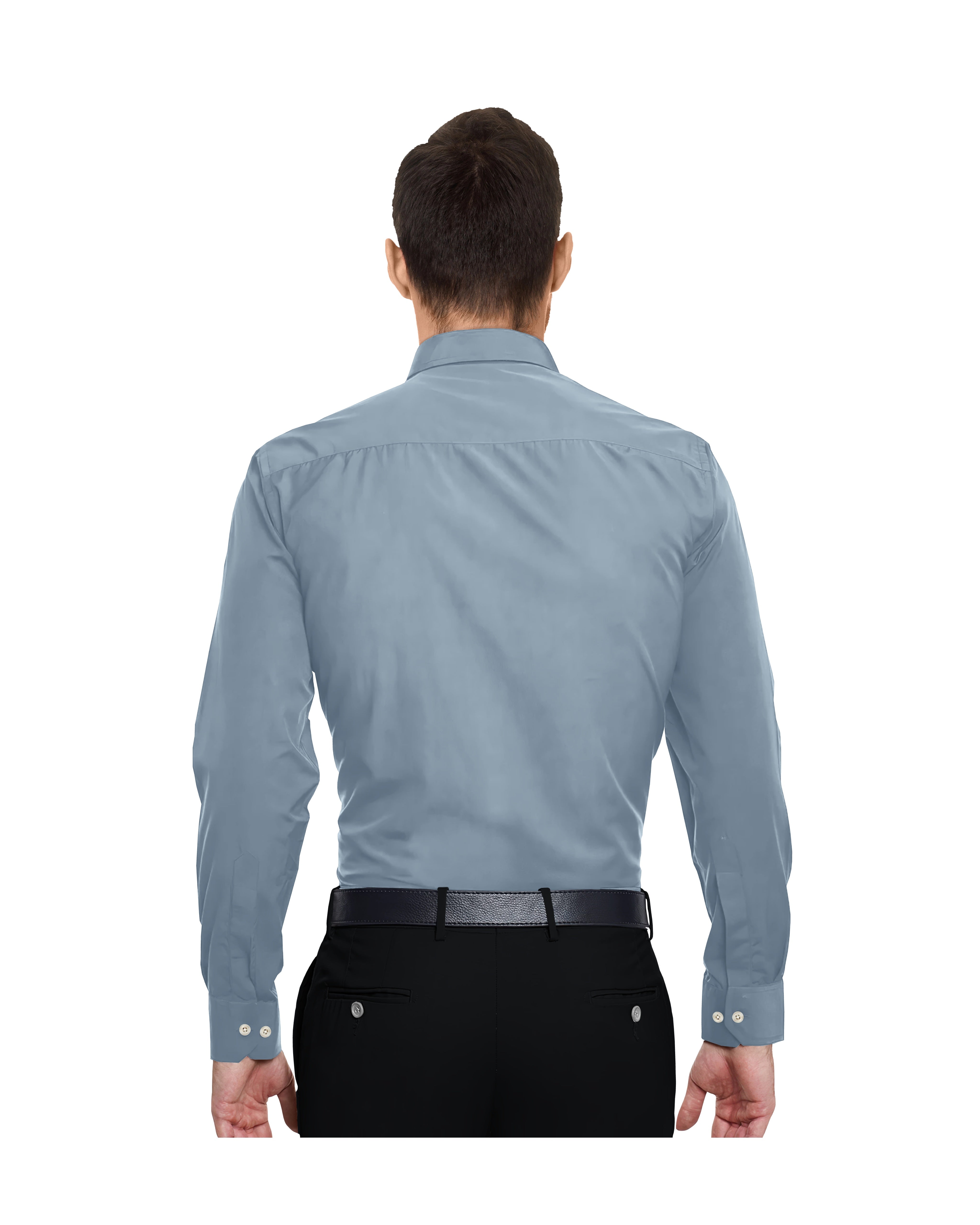 LIGHT BLUE SOLID PLAIN COTTON SHIRT + DARK BLACK FORMAL COTTON PANT