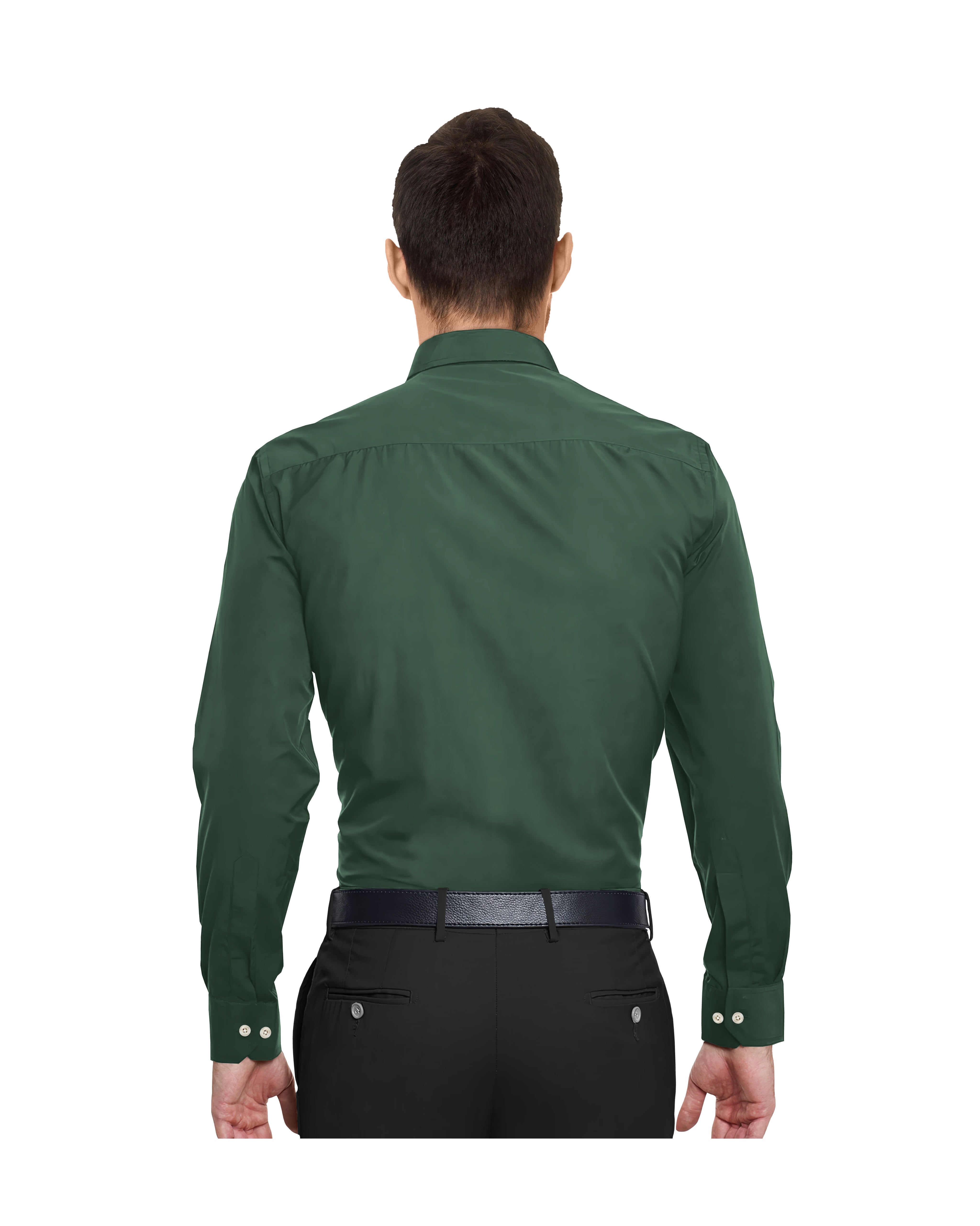 DARK GREEN CHILLI SOLID PLAIN COTTON SHIRT + HEAVY BLUE FORMAL COTTON PANT