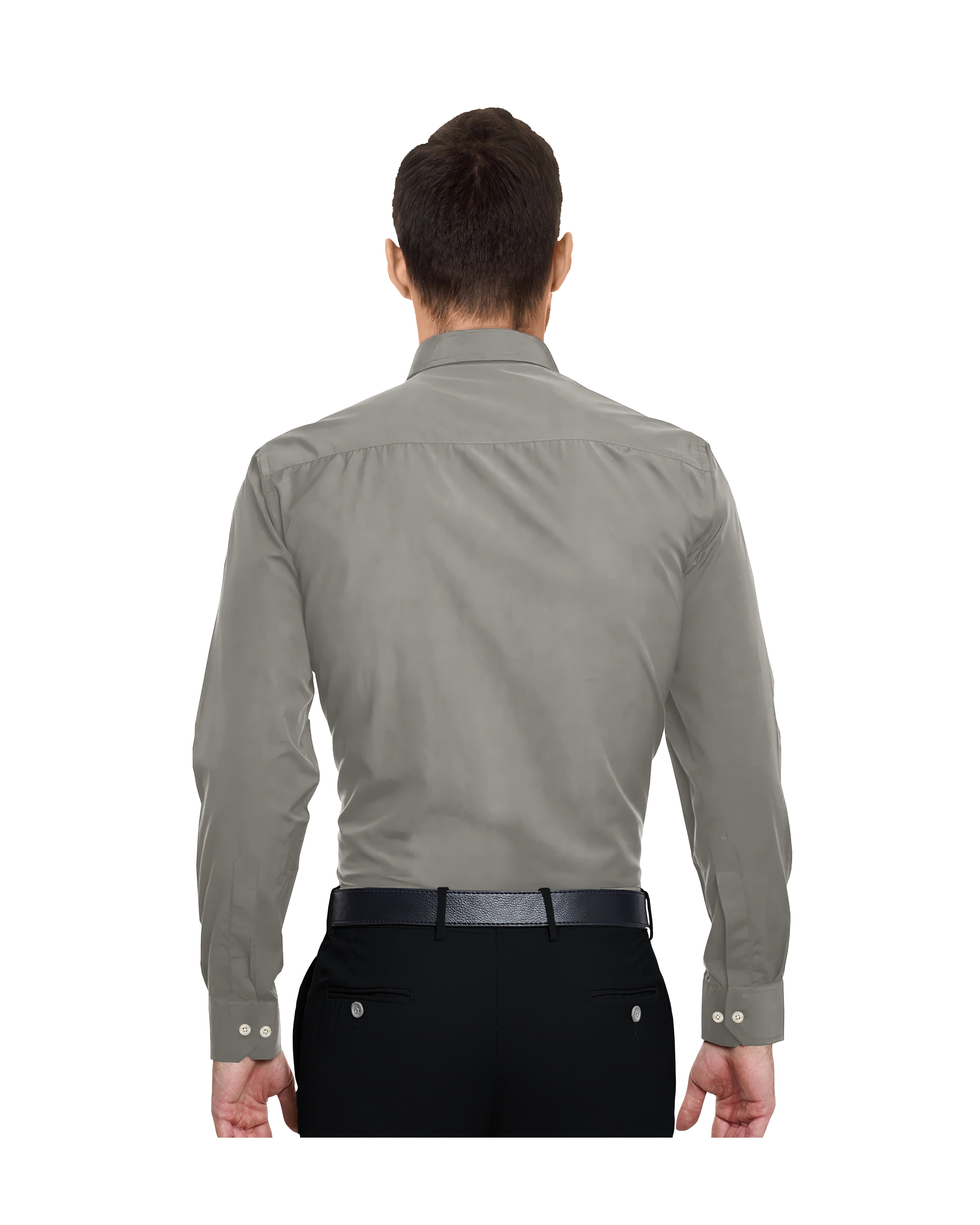 COCO LIGHT BROWN SOLID PLAIN COTTON SHIRT + DARK BLACK FORMAL COTTON PANT