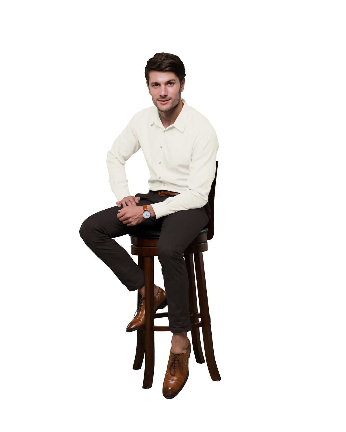 LIGHT IVORY SOLID PLAIN COTTON SHIRT