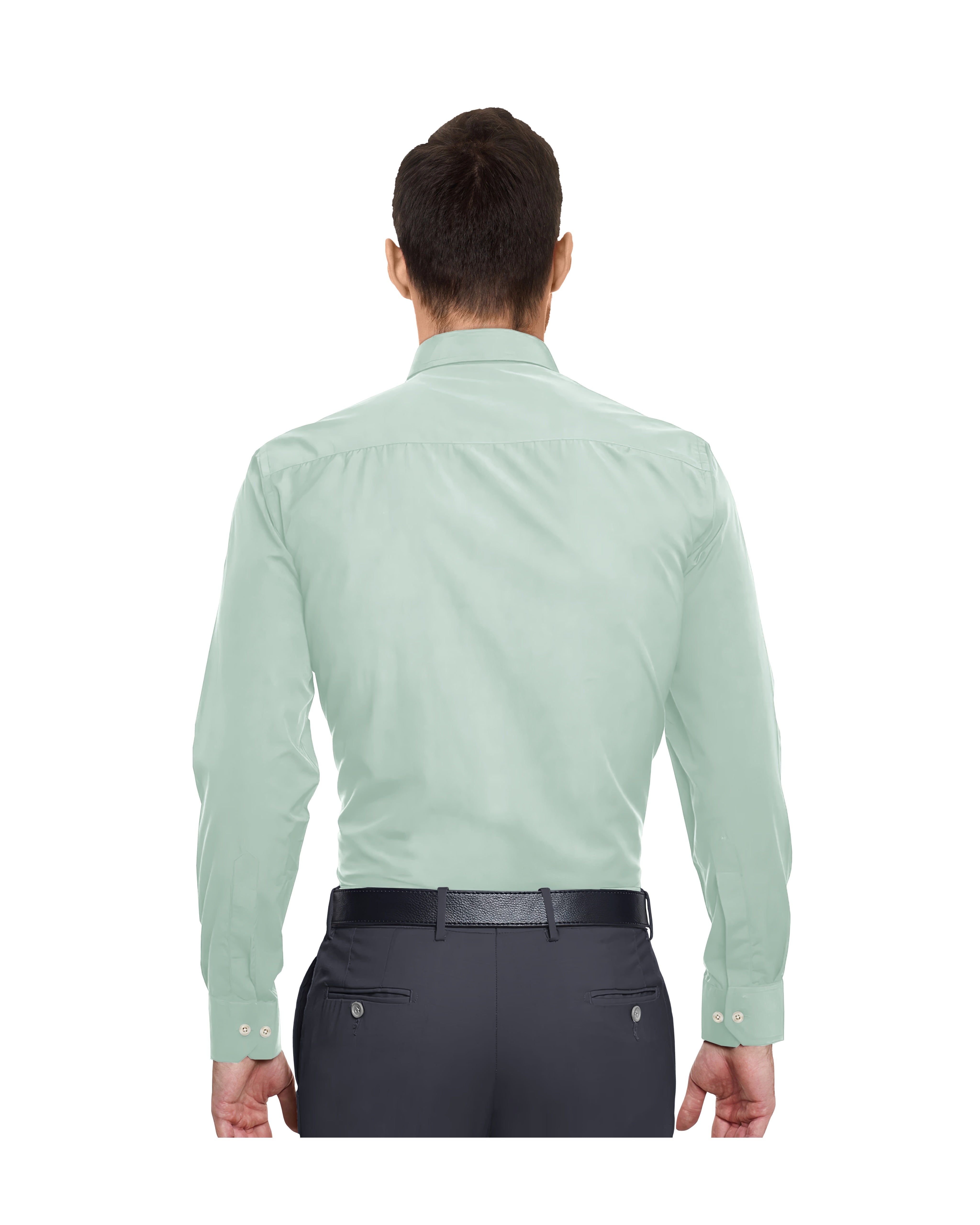 LIGHT LEAF GREEN SOLID PLAIN COTTON SHIRT + HIGH BLUE FORMAL COTTON PANT