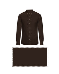 RICH CHOCOLATE  SOLID PLAIN COTTON SHIRT + BUTTER IVORY FORMAL COTTON PANT