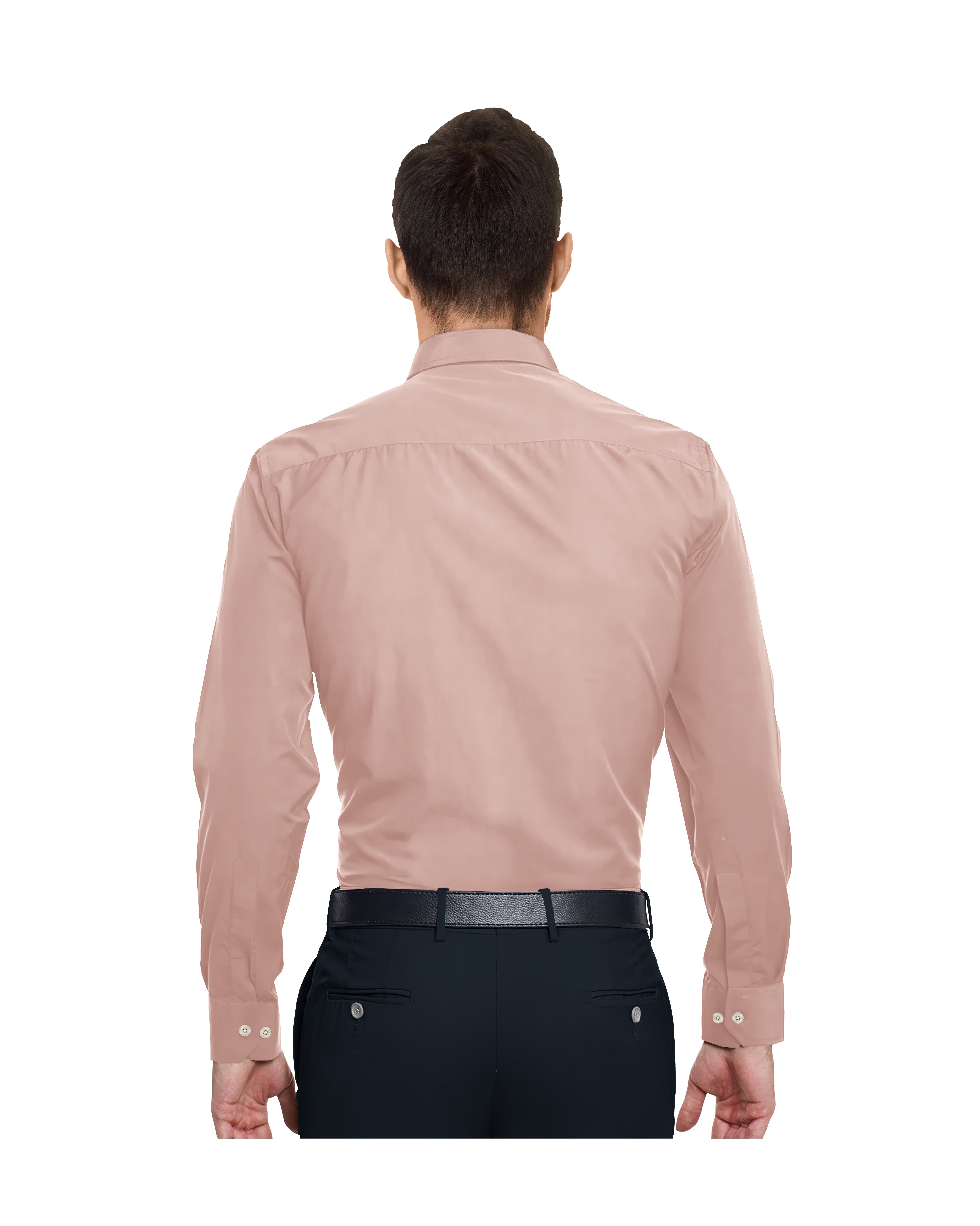 PEACH ROSE SOLID PLAIN COTTON SHIRT + OCEAN BLUE FORMAL COTTON PANT