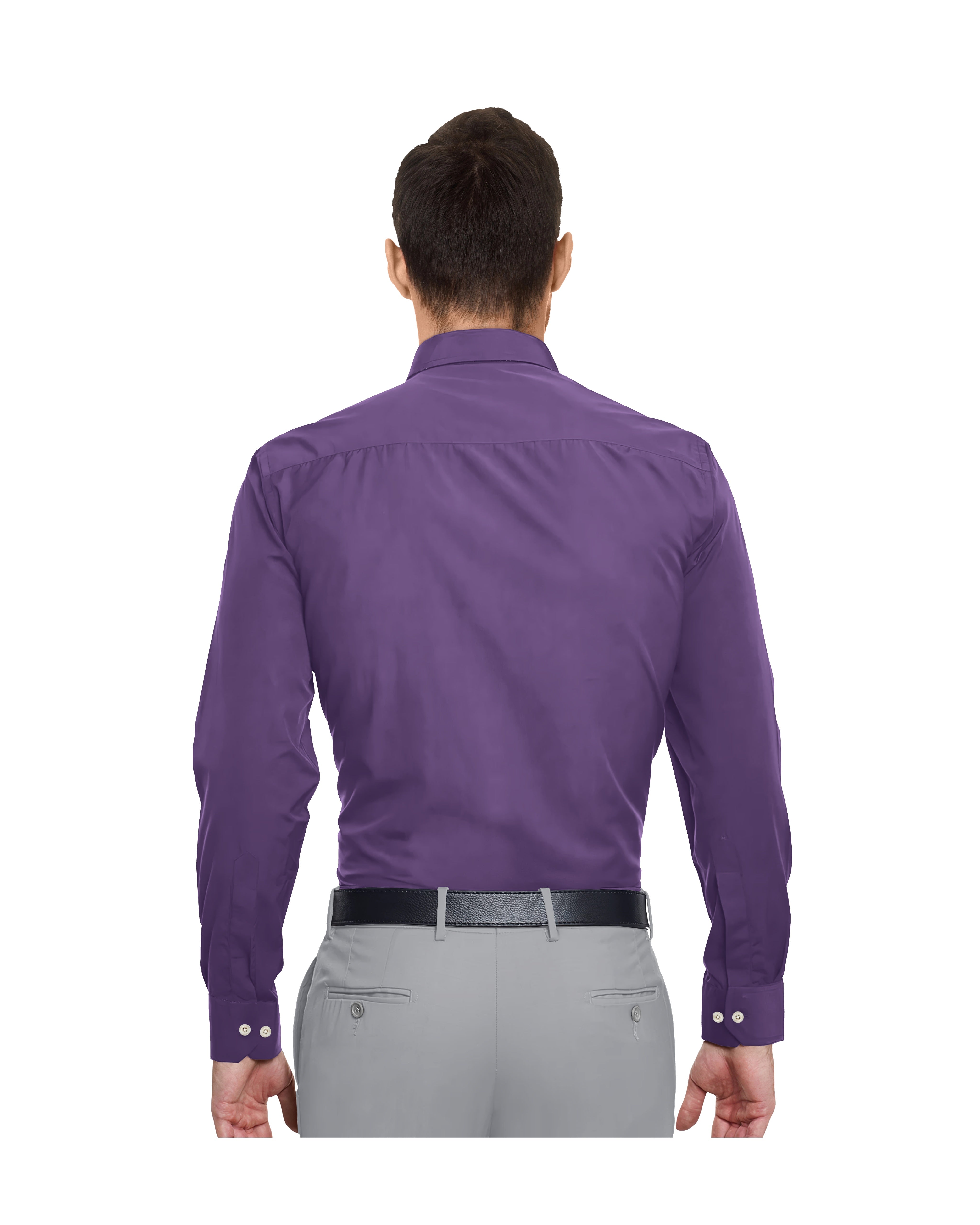 VIOLET PARADISE SOLID PLAIN COTTON SHIRT + SILVER GREY FORMAL COTTON PANT