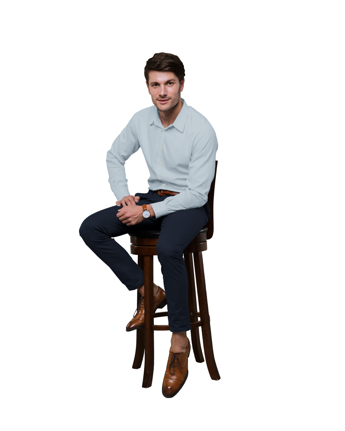 LIGHT SKY BLUE SOLID PLAIN COTTON SHIRT